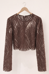 Pailletten Langarm Top Damen