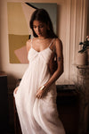 Weißes Maxi-Kleid aus Baumwoll-Musselin