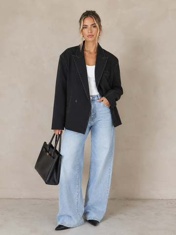 Oversized Blazer mit Kontrastnähten