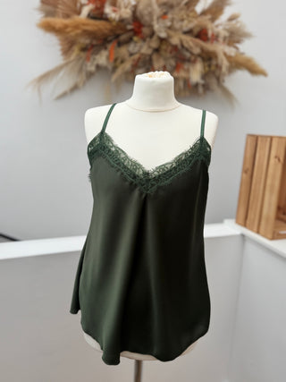 Satin Spitzentop Khaki