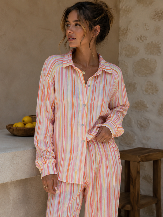 Musselinbluse Candy Stripe Orange