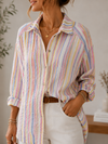 Musselinbluse Candy Stripe blau