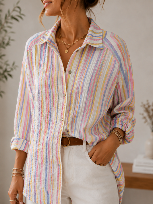 Musselinbluse Candy Stripe blau