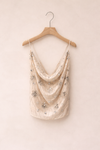 Blumenmuster Top mit Pailletten