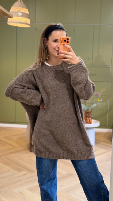 Long Grobstrick Pullover