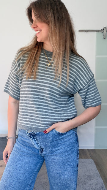Stripe Pullover kurzarm