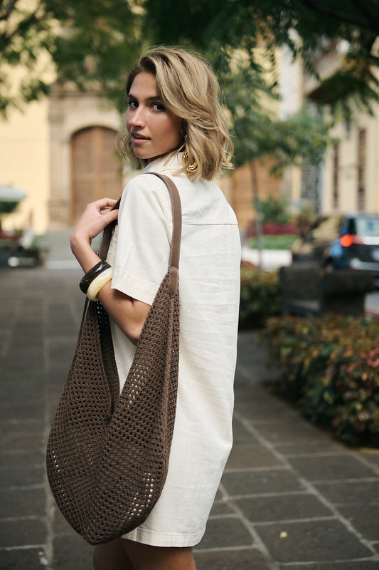 Denim Kleid beige mit Knopfleiste