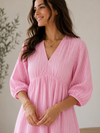 Musselinkleid Candy Stripe beere