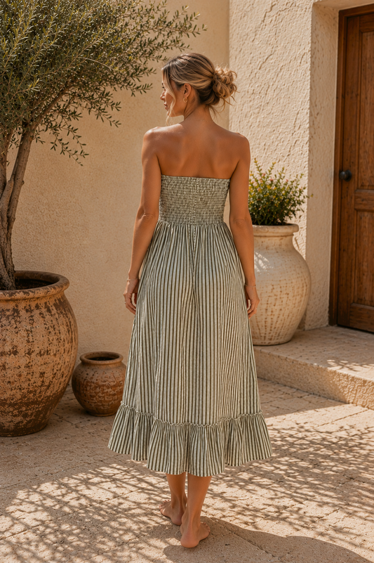 Musselin-Maxi Kleid mit Streifen