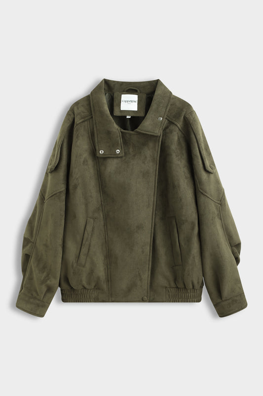 Suede Look Blouson – Khaki