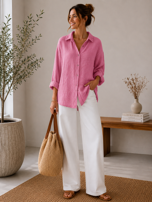 Musselinbluse Candy Stripe beere