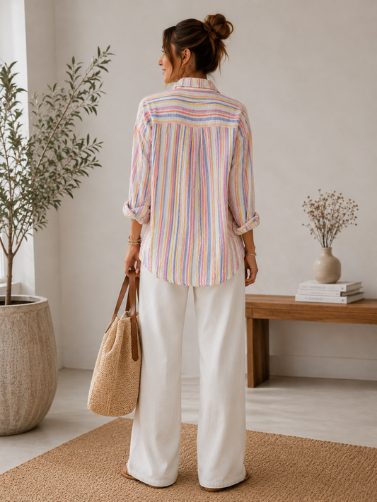 Musselinbluse Candy Stripe blau