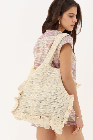 Gehäkelter Shopper beige