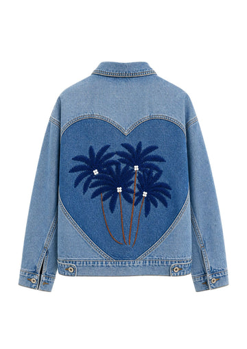 Oversized Jeansjacke Palmen