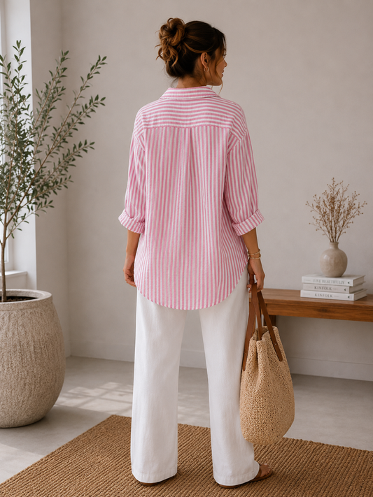 Musselinbluse Candy Stripe weiß