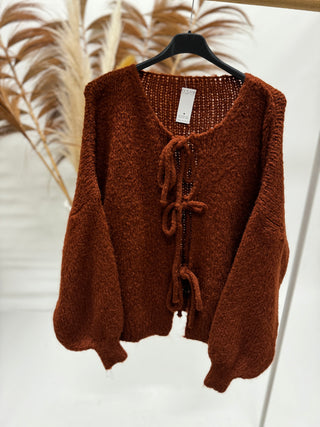 Cardigan mit Schleifen Rost