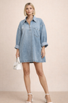 Oversized Denimkleid mir Reißverschluss und Kragen