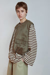 Velours-Weste in Khaki