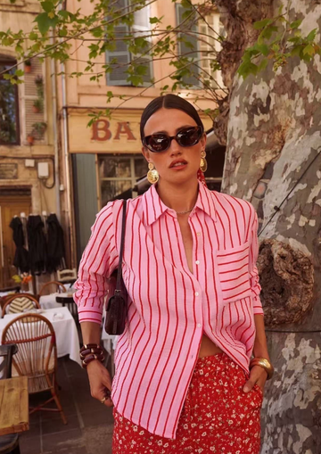 Musselinbluse Stripe