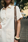 Denim Kleid beige mit Knopfleiste