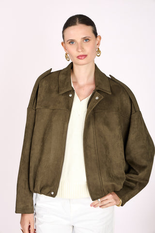 Oversize Kunstlederjacke mit Ballon-Silhouette