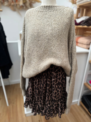 Oversize Pullover beige - "PAULA" Short