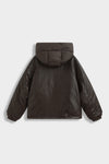 Leather Look Puffer Jacket – Chocolate Brown