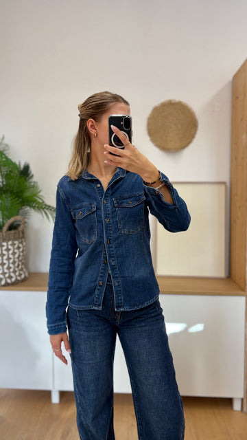 Dunkelblaue Denim Bluse