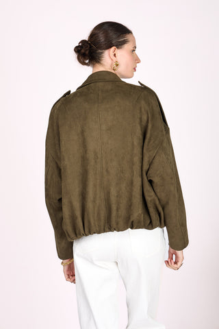 Oversize Kunstlederjacke mit Ballon-Silhouette