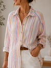 Musselinbluse Candy Stripe blau