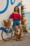 Off Shoulder Bluse Stripe