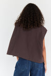 Oversized Weste mit Stehkragen in Dunkelbraun