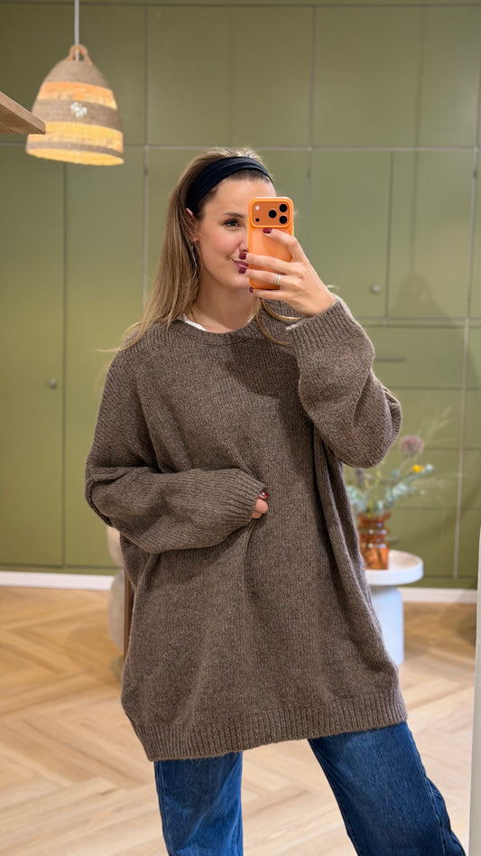 Long Grobstrick Pullover