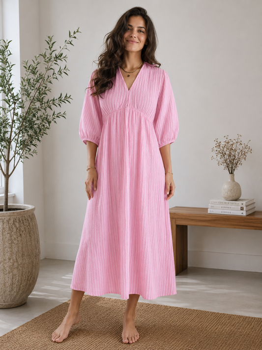Musselinkleid Candy Stripe beere