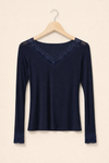 Kaschmir Longsleeve mit Spitze