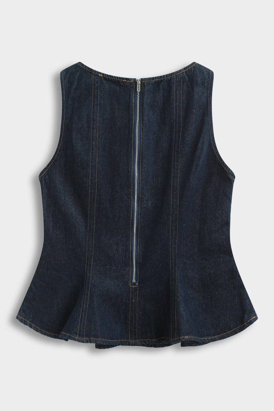 Denim Top mit Schößchen
