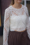 Pailletten Langarm Top Damen