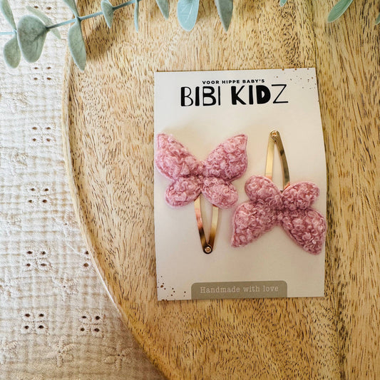 Schmetterlings-Haarspangen Rosa Teddy