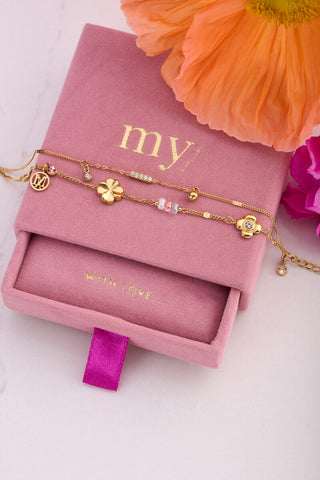 Doppelarmband mit Anhängern "dreams come true"